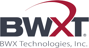 BWXT Technologies, Inc. logo with bold dark BWXT letters and a red curved swoosh above the name.
